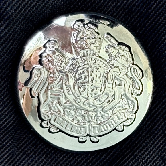 Ralph Lauren Navy Blue Jacket Size S Silver Logo Snap Military Stretch Cotton - Picture 7 of 12